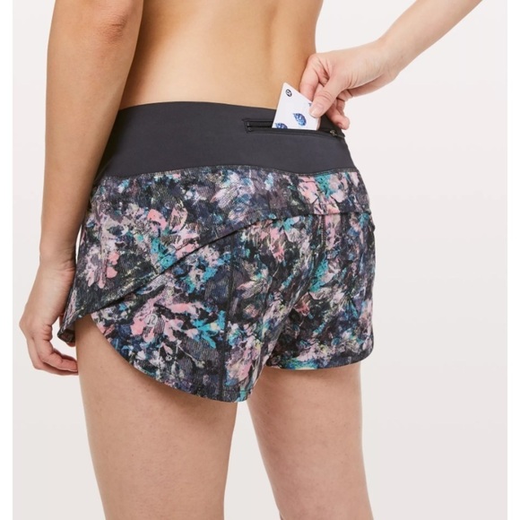 Lululemon Women Run Speed Up Short 2.5" Inseam Dappled Daze Obsidian Size 14 - Picture 3 of 11